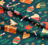 Gift Package Cookie Glove Candle Candy Cane Digitally Printed Christmas Fabric